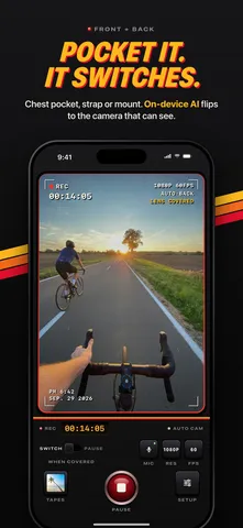 SlapCam App Store screenshot: Pocket it. It switches.